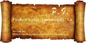 Podhorszky Immakuláta névjegykártya